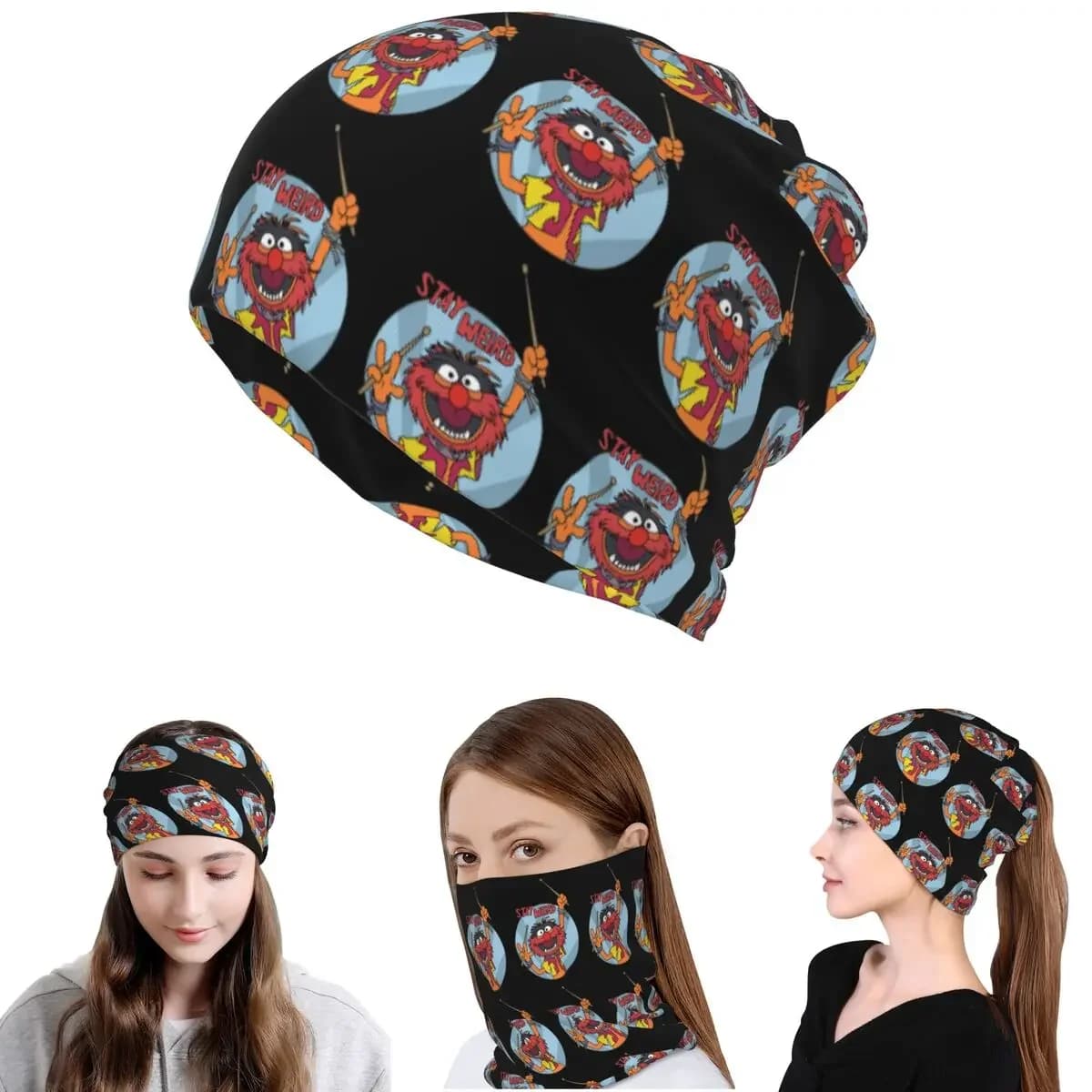 Muppets Animal Drummer Bandana Neck Gaiter Face Scarf Multi-use Headband Beanies Hat Unisex Adult Winter