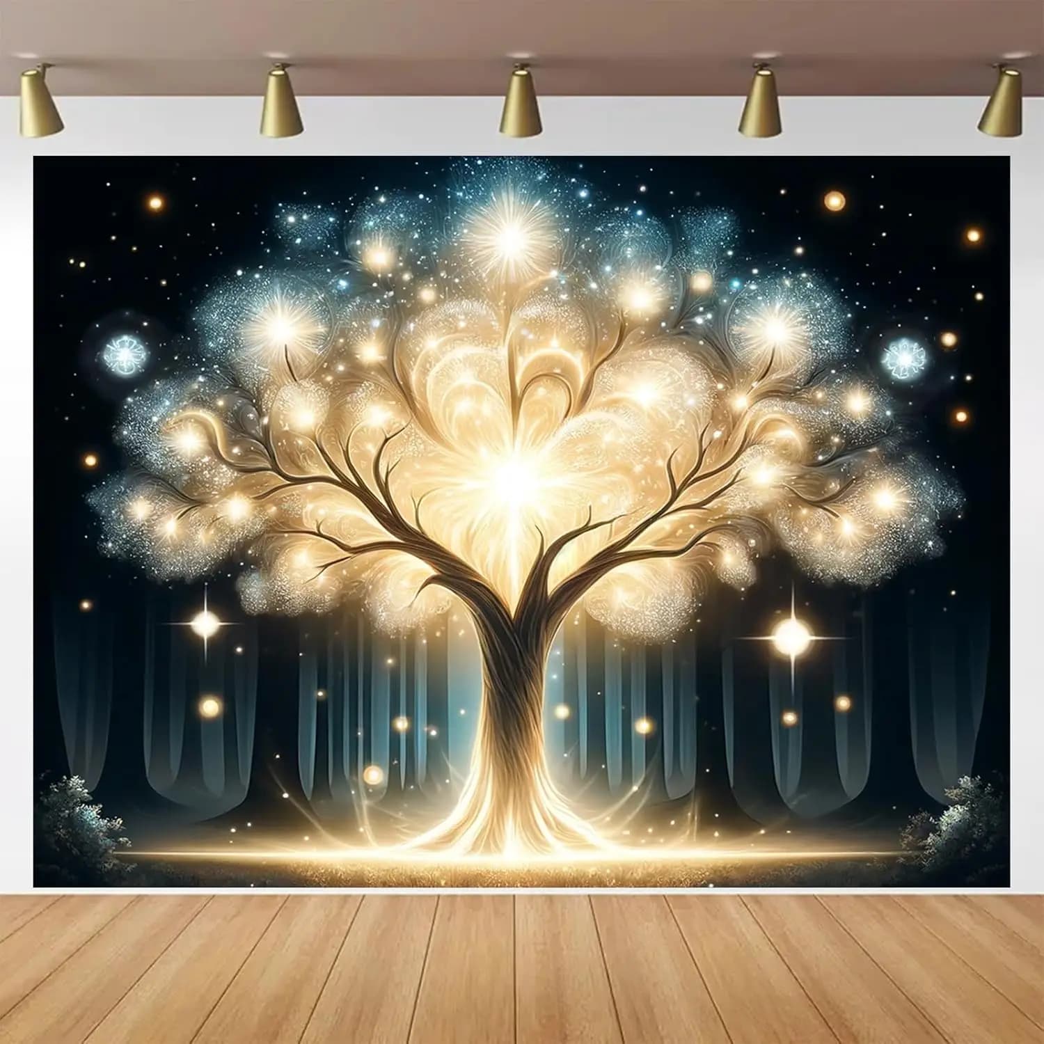 Glowing Spirit Tree UV Black Light Tapestry Art Color Neon Light Background Bedroom Living Room Wall Party Decoration Fantasy
