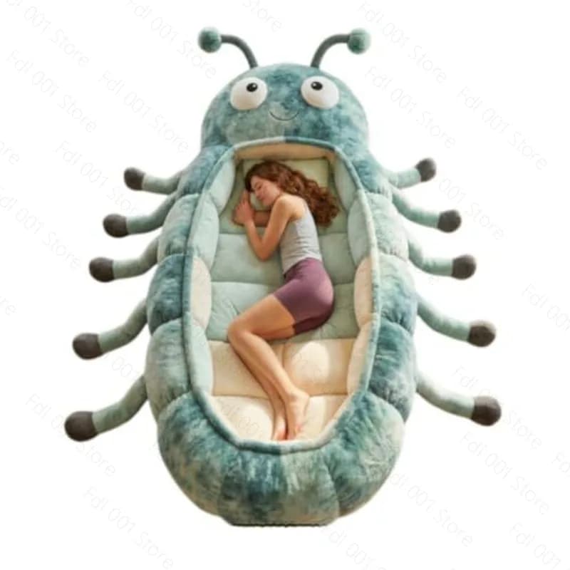 Novelty Hugging Caterpillar Sleeping Bag Portable Soft Plush Sleep Sack Warm Comfortable Sleeping Bag for Home Indoor Use