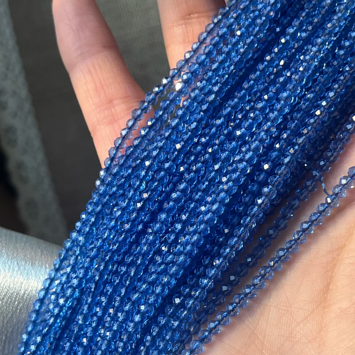 5 pezzi di perline rotonde sfaccettate in vetro cristallo da 2/3 mm, perline semilavorate per la creazione di gioielli fai da te, accessori per collane e bracciali, 36 cm