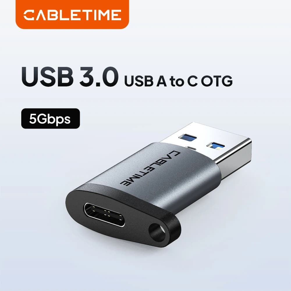 Adattatore OTG USB 3.0 CABLETIME 5Gbps da Tipo C a USB Femmina per Telefoni Cellulari/MacBook Pro e Laptop - Sincronizzazione Dati e Ricarica