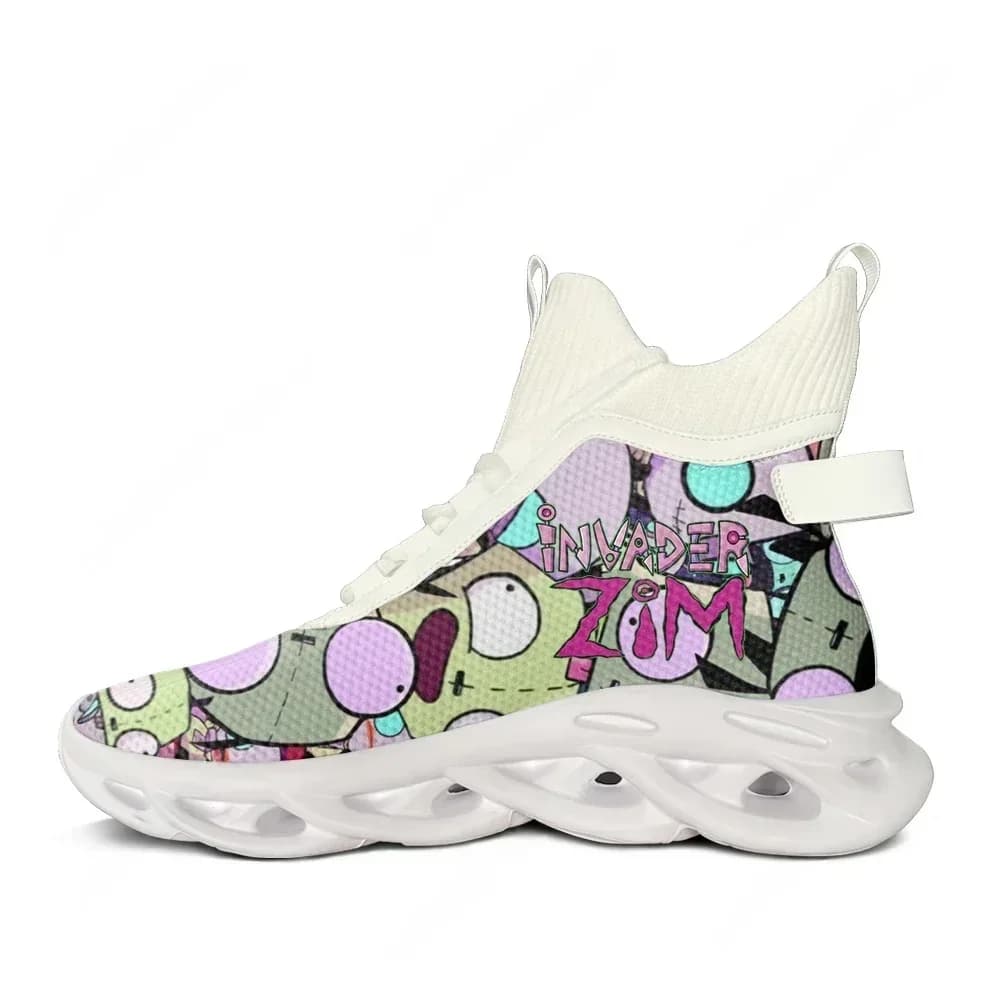 Sneakers alte Zim Anime Manga Invader per uomo, donna e adolescente, scarpe sportive da corsa con lacci in mesh, personalizzabili