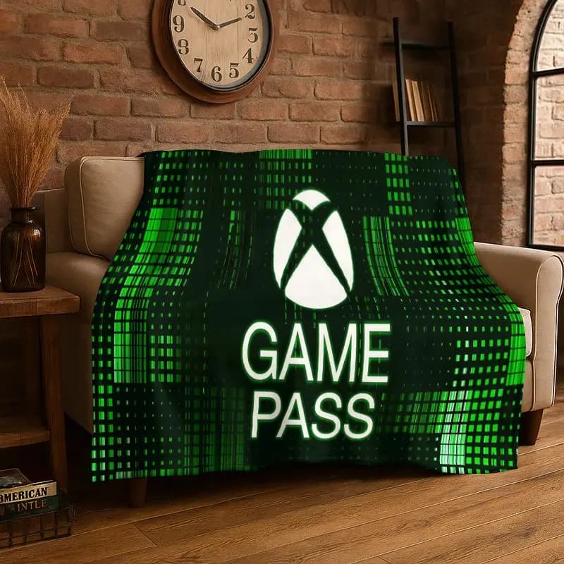 retro Xbox Gaming Gamer Logo Flannel Blanket Soft Warm Throw Blanket for Bedroom Living Room Bed Travel Camping Picnic Gift