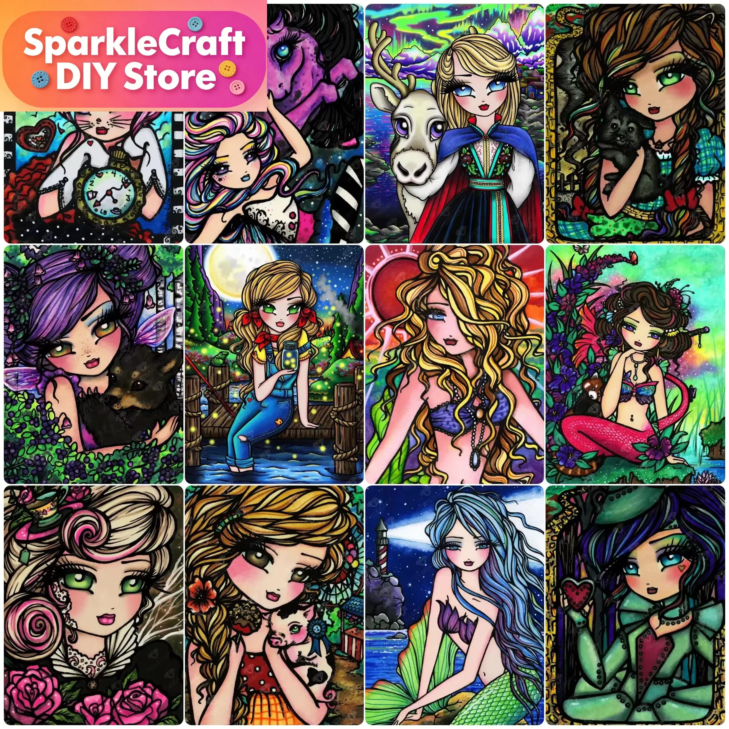 NUOVO Kit di Pittura Diamante con Motivi Artistici e Cartoni Animati, Arte del Mosaico, Lavoro a Mano, Decorazione per la Casa, Regalo