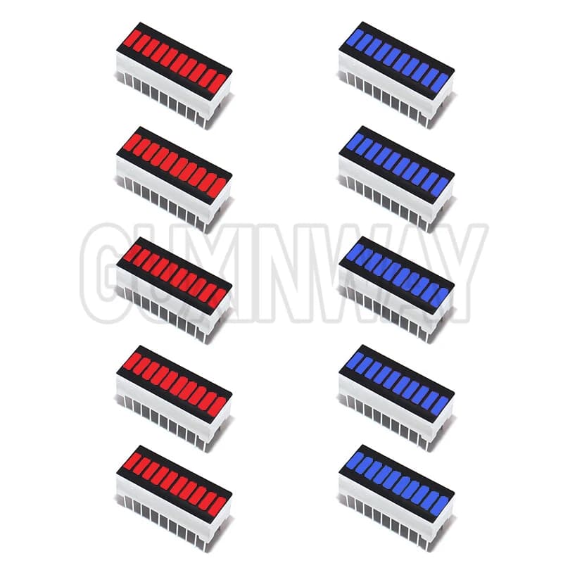 10 Segments Red Blue Green Yellow LED Display, Luminous Bar Indicator for Battery Level, Bar Chart for Arduino, DIY
