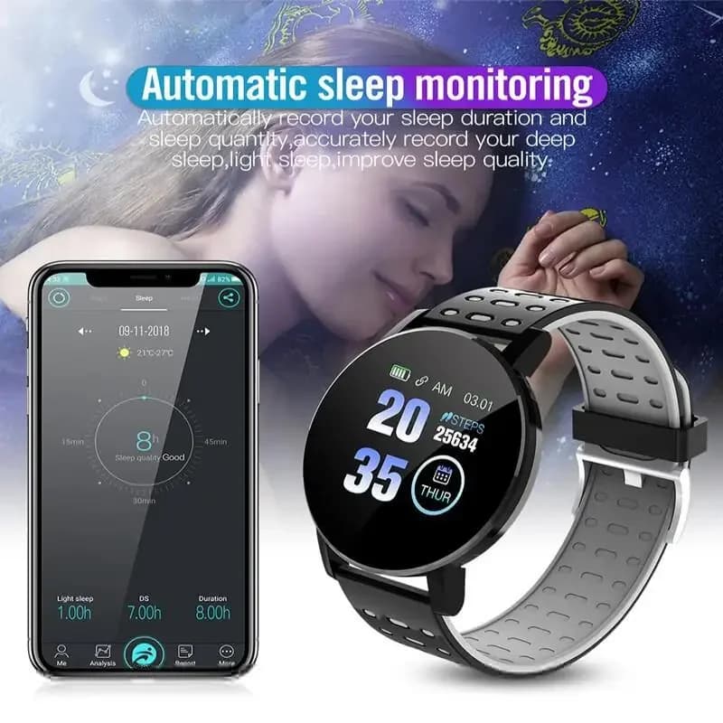 Smart Watch Orologio digitale a LED Smartwatch impermeabile Schermo da 1,44 pollici Full Touch Smartband Cardiofrequenzimetro Orologio fitness tracker