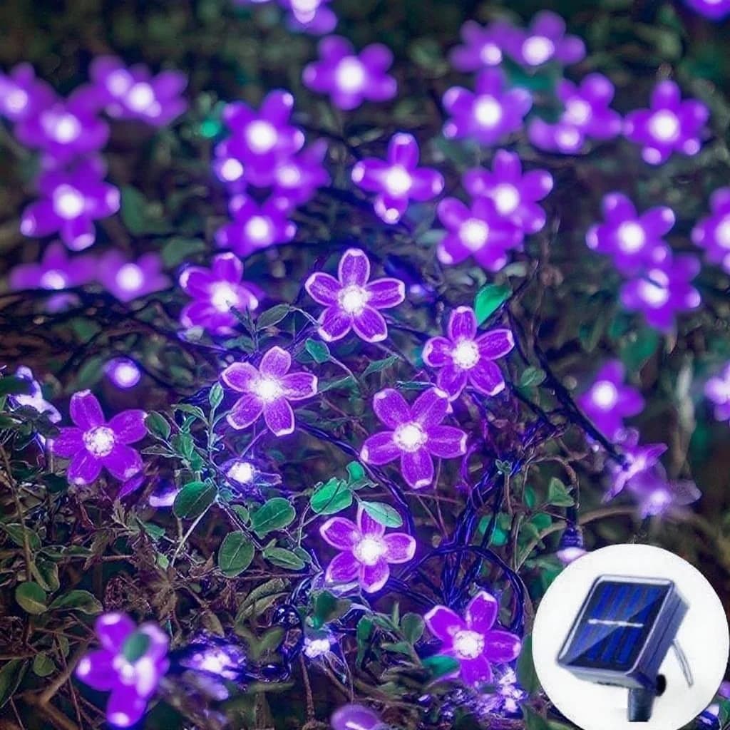 Luci solari per fiori da giardino in ciliegio Ghirlanda a batteria Decorazione natalizia per esterni impermeabile per prato solare 2025