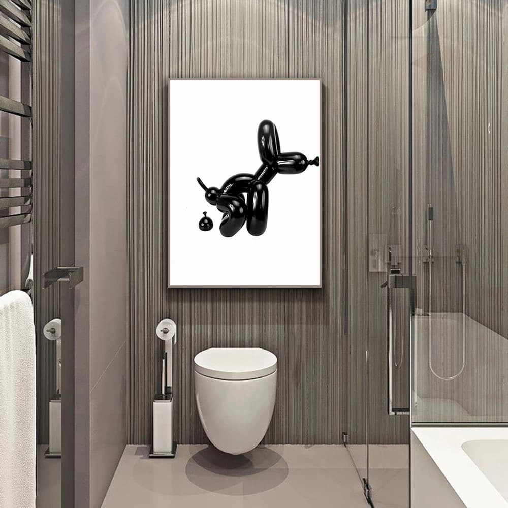 Pop Art Abstract Divertente Palloncino Cane Poster Toilette Decorazione della parete Accessori Casa moderna Bagno Murale Tela Pittura Cuadros
