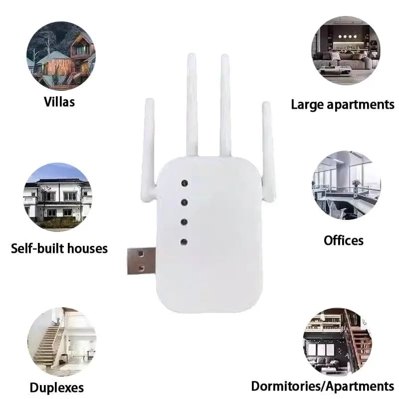 Router WiFi 1PC a lungo raggio con amplificatore di segnale, ripetitore wireless 300Mbps, estensore di segnale WiFi 2.4G.