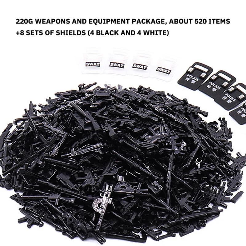 520PCS Guns Weapons Bag Modern Military Assembly Building Blocks Toys Soldier Figure Accessories Educational Boy Birthday Gift