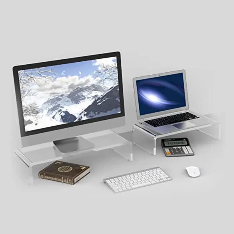 Transparent Computer Monitor Heightening Stand, Acrylic U-Shaped Display Stand, Desk Storage Rack, Laptop Neck