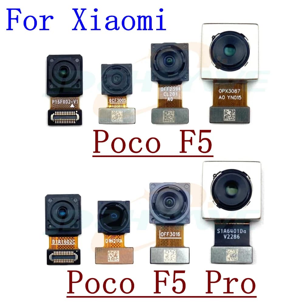 Fotocamera anteriore posteriore per Xiaomi Poco F5 Pro F5Pro Selfie frontale rivolto verso la parte posteriore principale del modulo telecamera larga parti del cavo flessibile