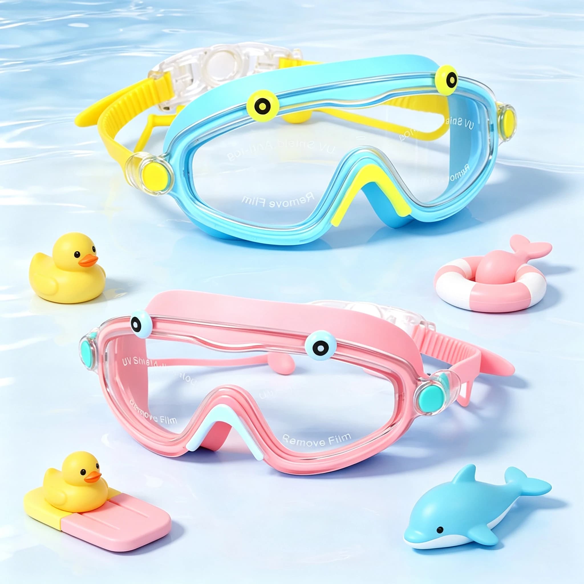 Swimwear with earplugs Children for boys and girls from 3 to 15 years old Big frame HD View, Anti-fog, No losses, Comfortable silicone for snorkeling