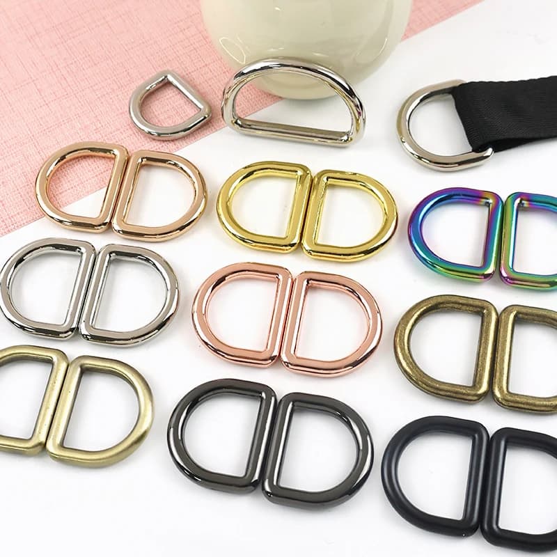 50 Pezzi Anelli a D in Metallo da 10-50mm, Fibbie per Cinture, Connettori per Cinghie Borse, Moschettoni, Clip per Portachiavi, Accessori Fai da Te