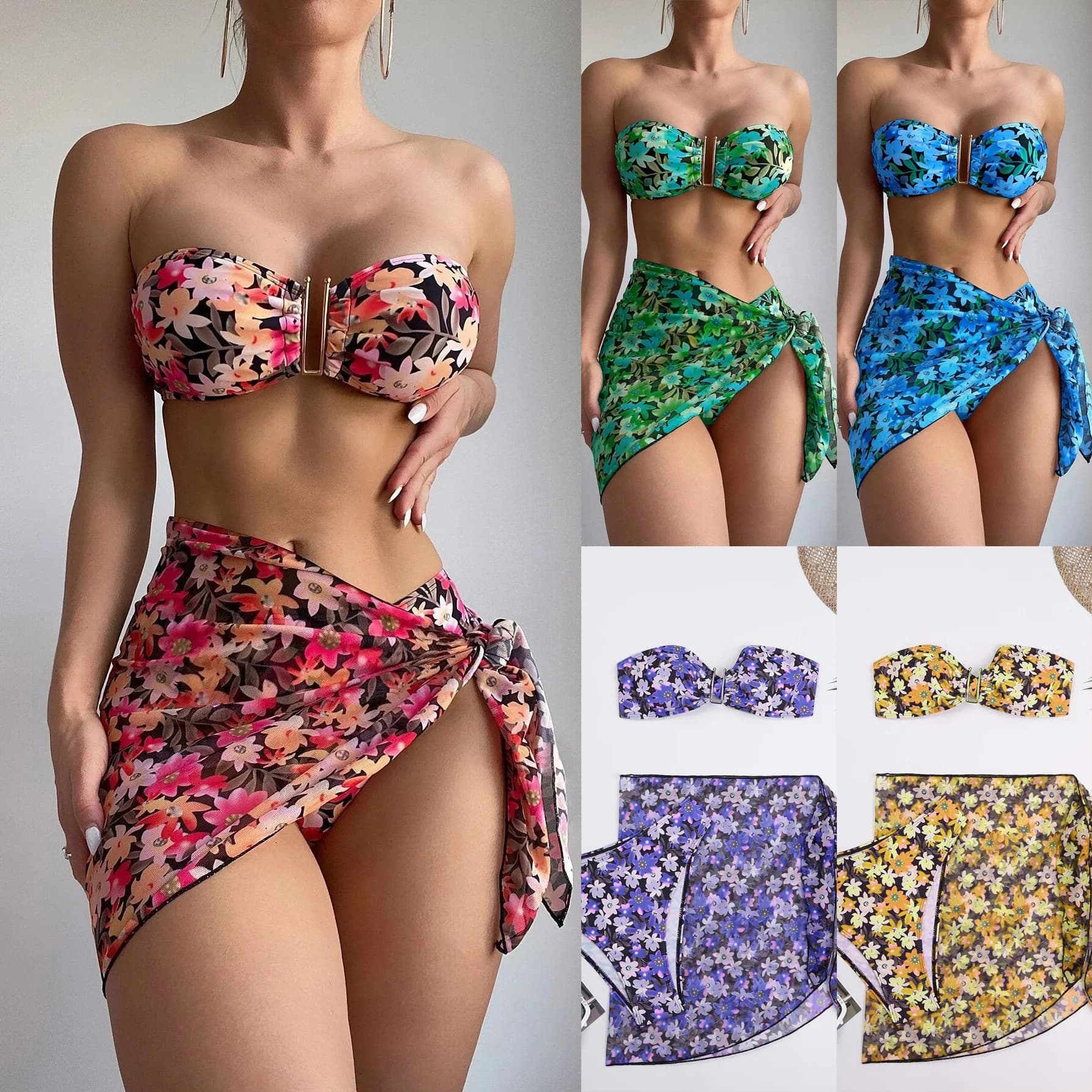 Nuovo costume da bagno sexy caldo femminile diviso figura bikini vacanza al mare moda casual stampa costume da bagno