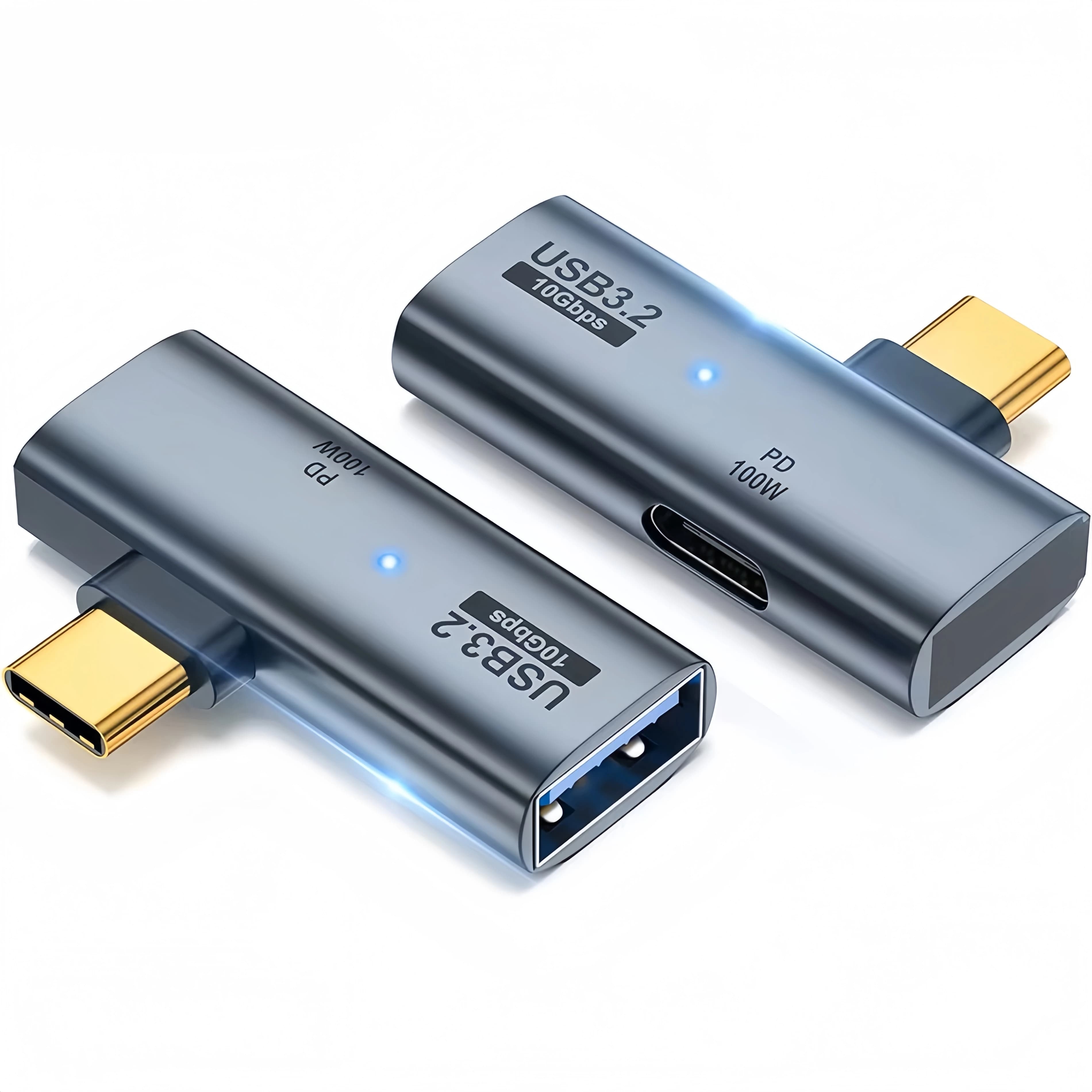 Adattatore OTG USB-C 2 in 1 tipo C maschio a USB-C femmina + splitter USB 3.2, ricarica rapida PD da 100 W per laptop/tablet