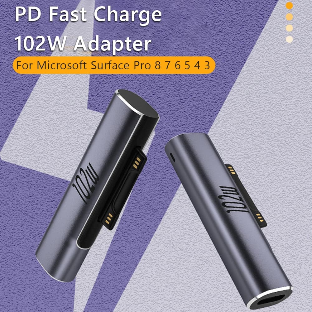 Convertitore spina di ricarica PD per Microsoft Surface Pro X 8 7 6 5 4 3 Go Book to USB Type C PD Adapter Tablet convertitore magnetico