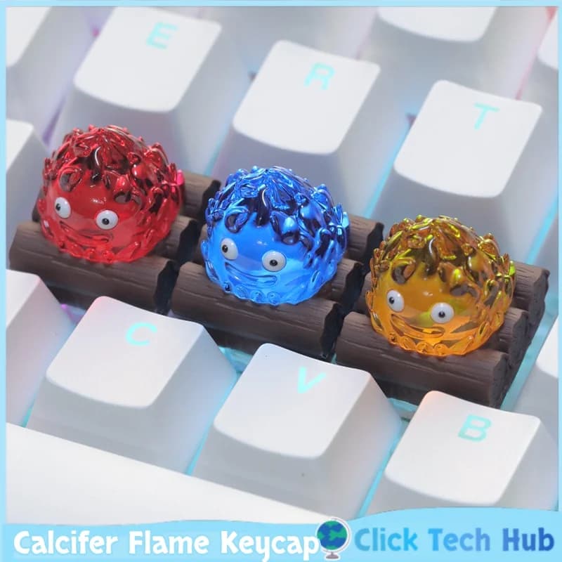 Calcifer Flame Keycap Anime Tema Personaggio Key Cap 3d Resina trasparente Meccanico Keycap Tastiera Cap Regalo creativo