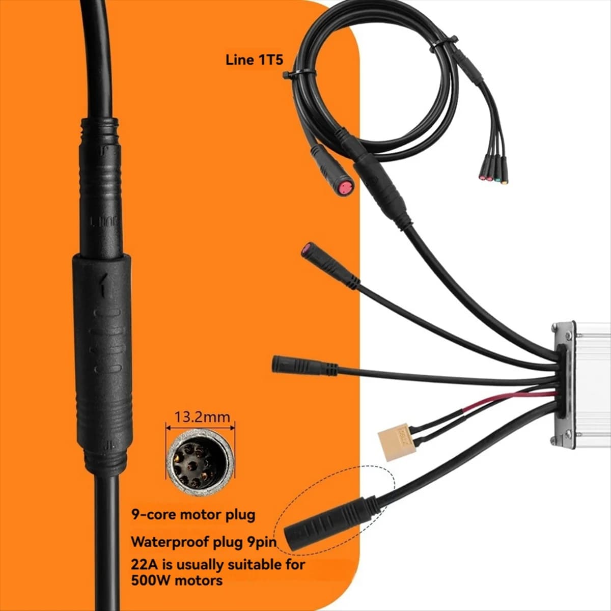 【Acquista e ora $ in basso】 Controller per bicicletta elettrica con cavo leggero 1T5 KT-22A Controller per onda sinusoidale impermeabile Accessorio essenziale per bici elettrica