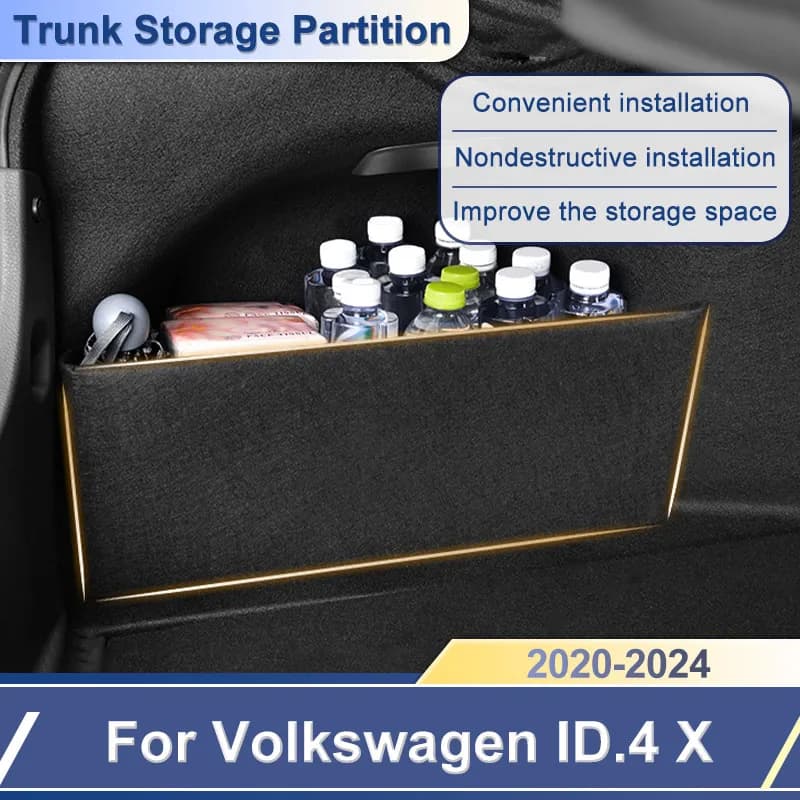 Auto Ispessimento Tronco Scatola di Immagazzinaggio Per VW Volkswagen ID.4 X 2020 ~ 2024 2021 2022 Organizzatore Partizione Scatola Laterale Accessori Auto parte