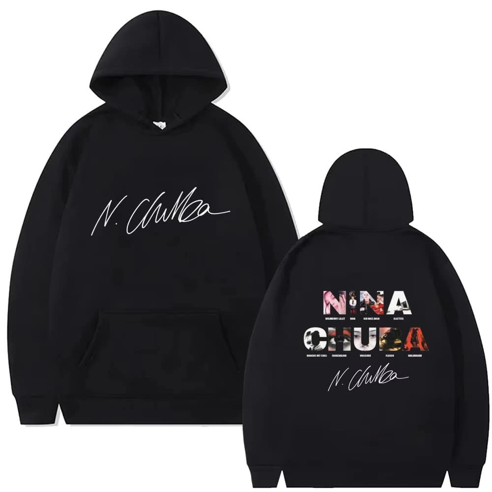 Felpe con Cappuccio Grafiche del Tour dell'Album 2026 della Cantante Nina Chuba, Moda Hip Hop Streetwear per Uomo e Donna, Pullover Vintage Casual Oversize