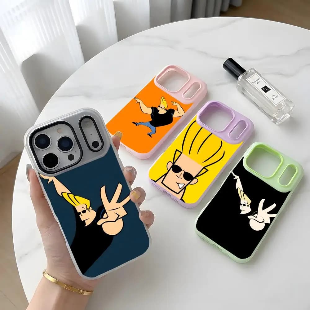 Custodia per telefono J-Johnny Bravo in gel a doppio strato antiurto per iPhone 17 16 15 14 13 12ProMax