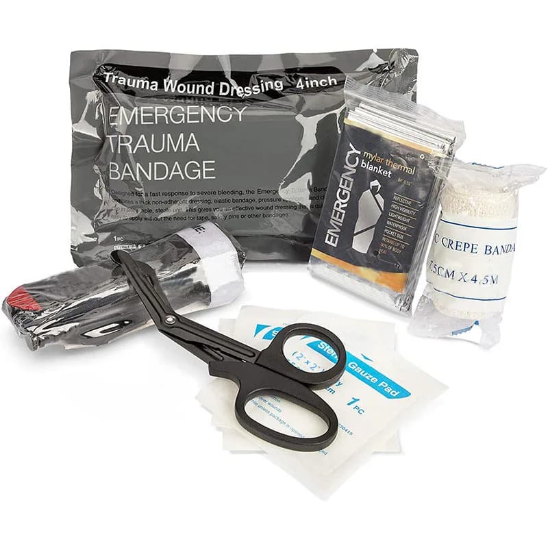 8 pezzi Kit di sopravvivenza Laccio emostatico Trauma Pack Primo soccorso Emostatico Tattico Combattimento Medicazione Rotolo sterile Benda israeliana Campeggio
