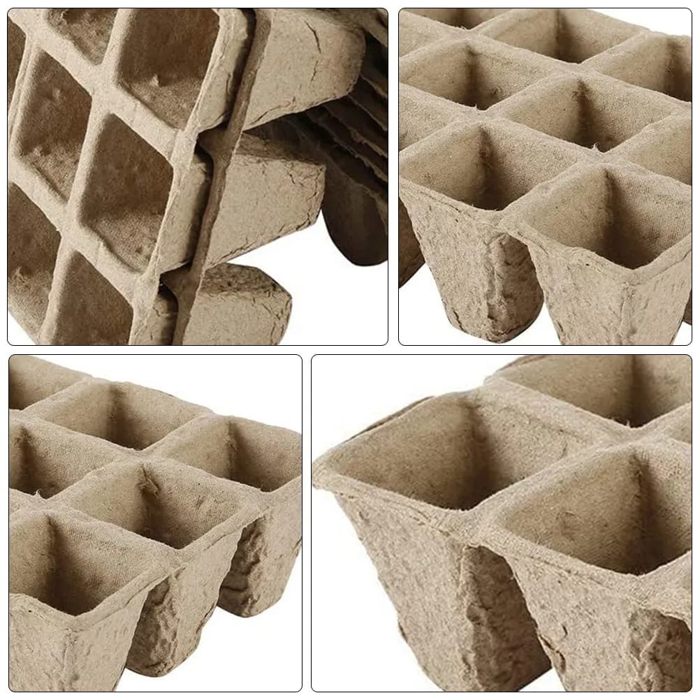 16 Vasi per Semenzai in Polpa Biodegradabile, Contenitori Semplici per Piante, Leggeri e Riutilizzabili, Strumenti da Giardino per la Germinazione dei Semi