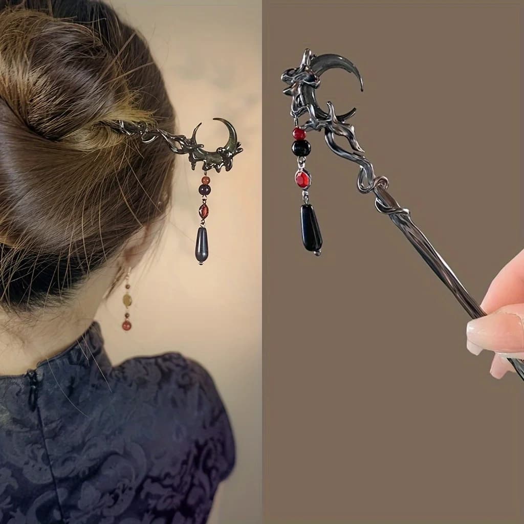 1 Chinese Moon hairpin, Halloween hair decoration hair accessory, hair Y2K ladies hair accessory, suitable for daily use during
