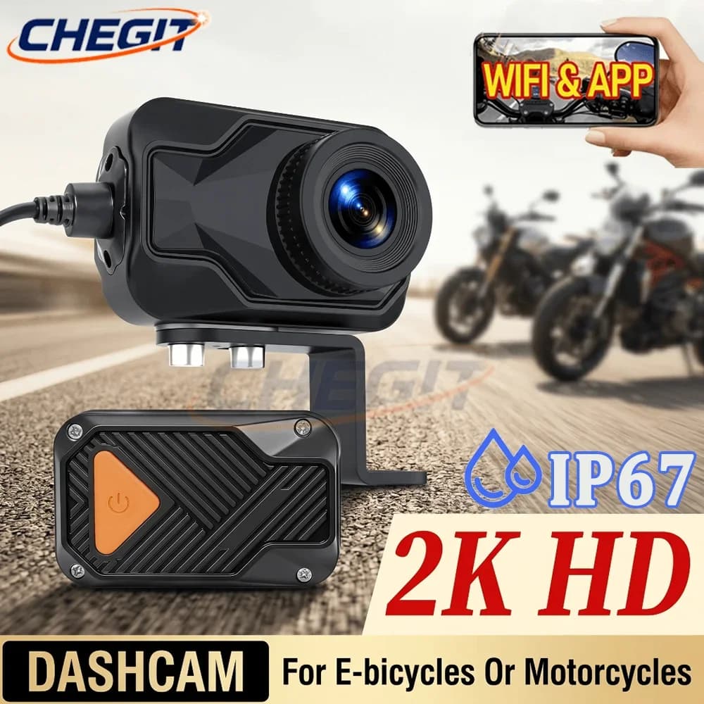 CHGEIT 2026 Nuova Dashcam per Moto, Telecamera d'Azione HD 2K 170° ° Telecamera DVR per Auto WiFi Impermeabile IP67, Dashcam per Bicicletta, Scatola Nera