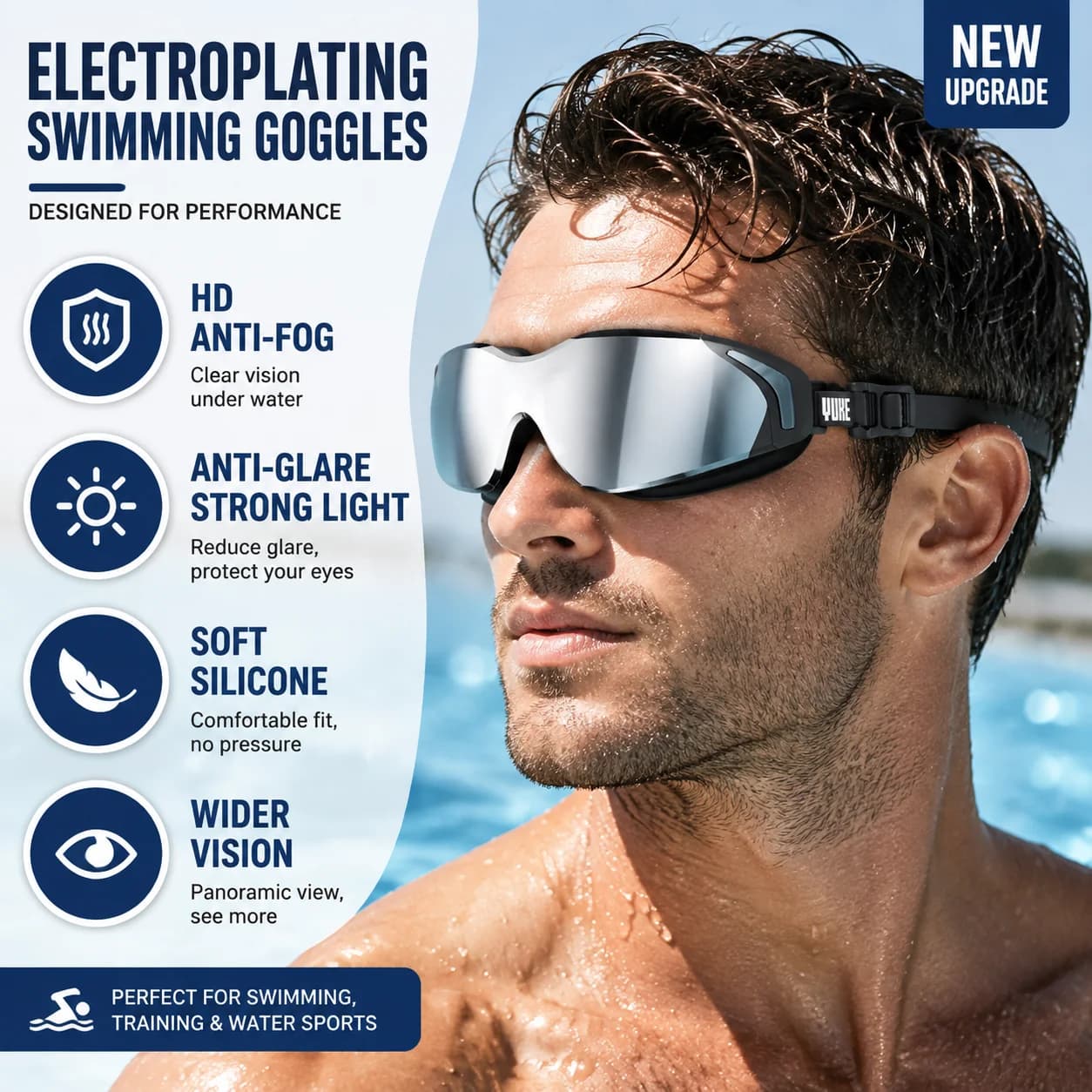 Adult Swimming Goggles Anti Fog Waterproof HD PC Lens Swim Glasses Silicone Seal Professional Swimming Gear for Men Women