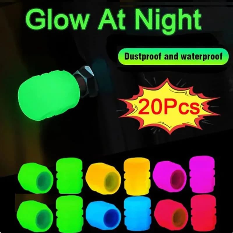 1/20pcs Luminoso Tappo Della Valvola Della Gomma Del Motociclo Ruota di Bicicletta Ugello Valvola Della Gomma Stelo Fluorescente Decorazione Luminosa Parti Automotive