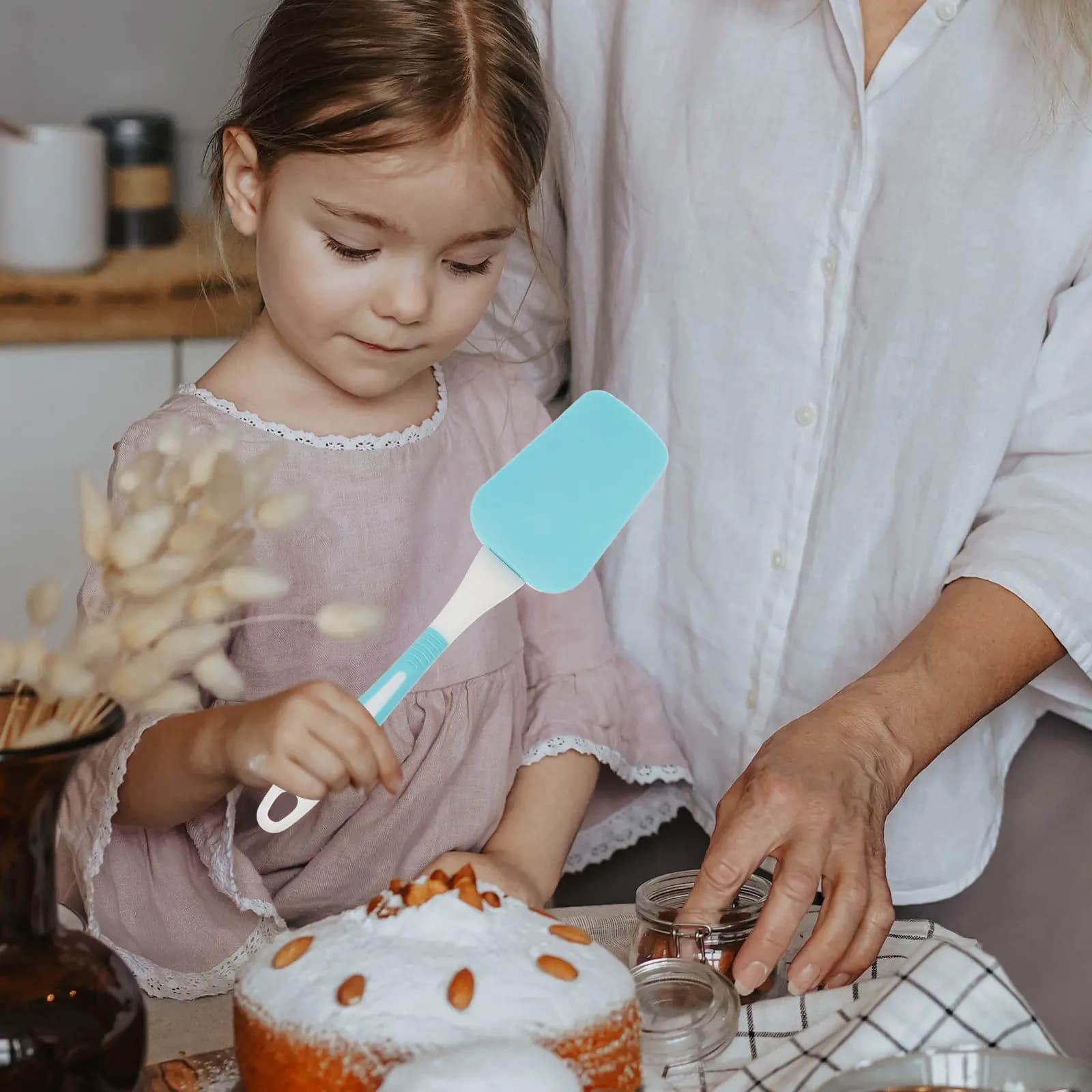 Set di 1 Spatola in Silicone, Raschietto e Pennello per Olio, Resistente al Calore, Flessibile, per Miscelare Crema e Impasti, Utensili da Cucina