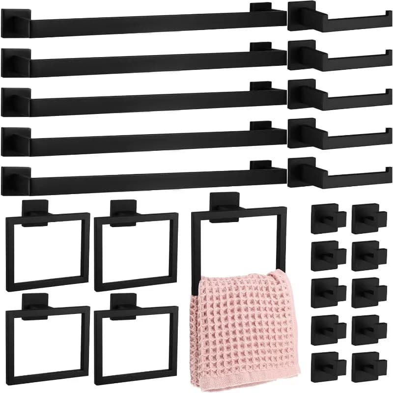 Set di accessori per il bagno da 25 pezzi Set di portasciugamani da bagno da 23,6 pollici Set di accessori per il bagno in acciaio inossidabile Portasciugamani