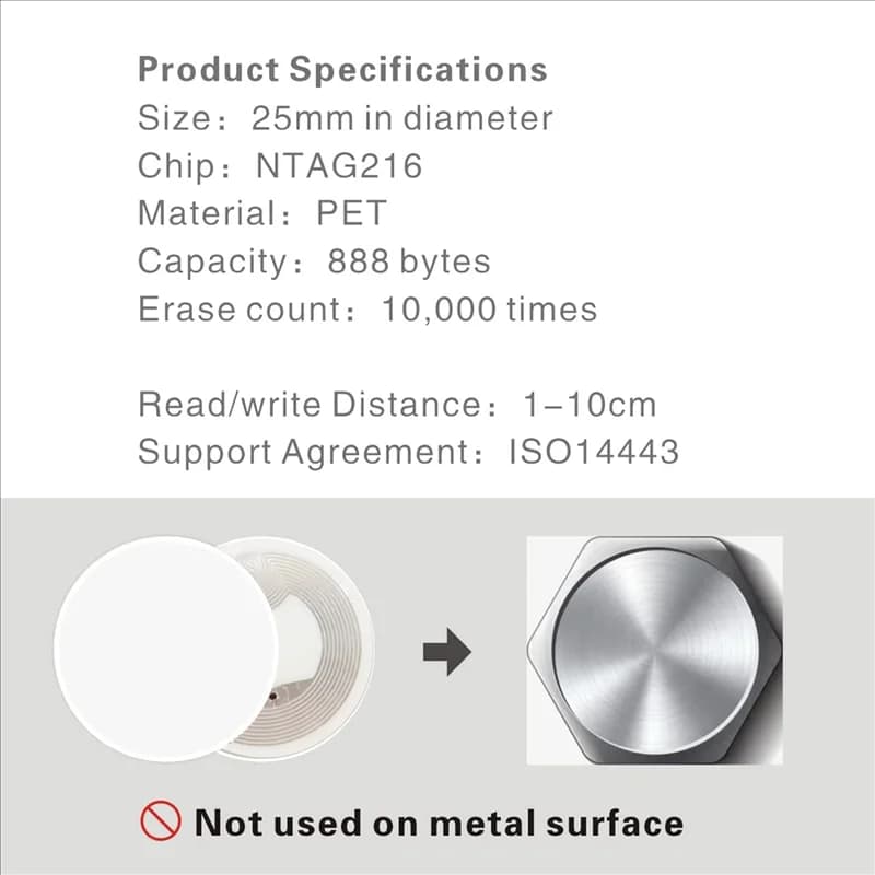 A92Z 300 Pz NFC Ntag216 Adesivo Ntag216 Tag NFC NFC 216 Tag Ntag216 Carte NFC 13.56 Mhz NFC Tag Adesivi 888 Byte di Memoria