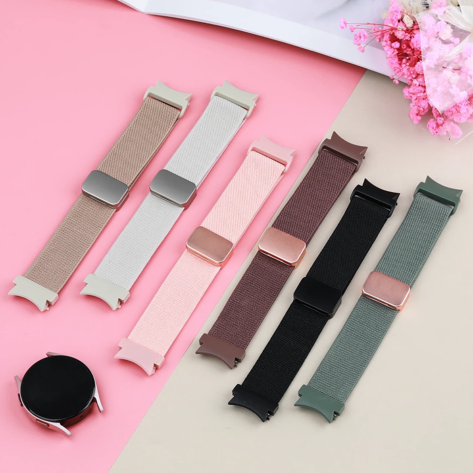 Cinturino in Nylon senza spazi vuoti per Samsung Galaxy Watch 6 cinturino magnetico 20mm bracciale Galaxy watch 6 4 classic 5 pro 47mm 43mm 44mm 40mm