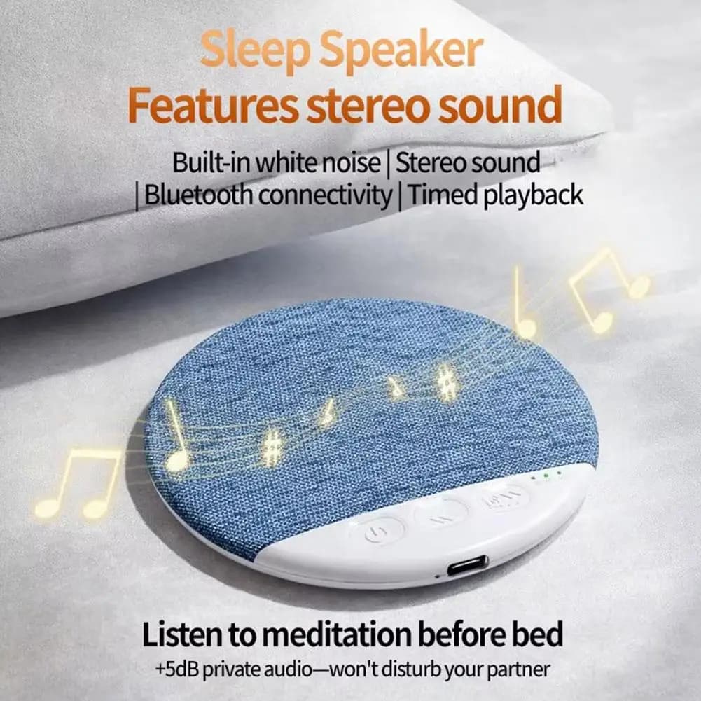Altoparlante Bluetooth 5.4 da Comodino, Dispositivo Sonoro Sotto il Cuscino con Rumore Bianco, Timer da 30/60/90 Minuti, Audio Stereo HiFi