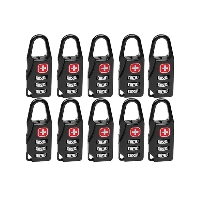AT51-10PCS Lucchetto Portatile in Lega per Valigie da Viaggio, Zaini, Borse - Combinazione Sicura, Facile da Installare