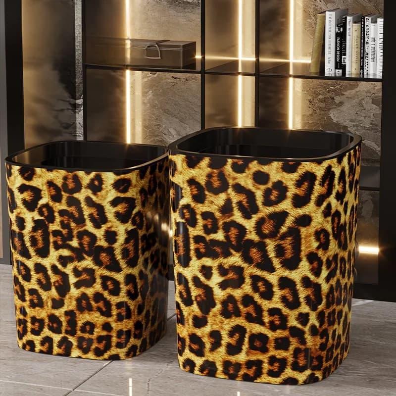 Cestino per Rifiuti con Stampa Leopardata 2025 Nuovo Stile INS per Casa, Soggiorno, Cucina, Bagno, Camera da Letto - Lusso Creativo