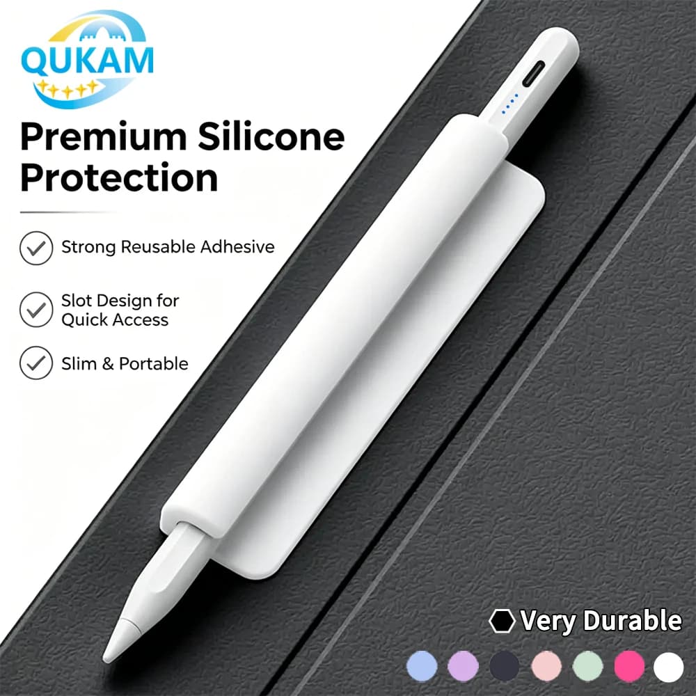 Nuova Penna Stylus per iPad 2018-2026 con Portapenna in Silicone Anti-Smarrimento a 7 Colori, Custodia Protettiva Morbida Autoadesiva, Accessori per Tablet