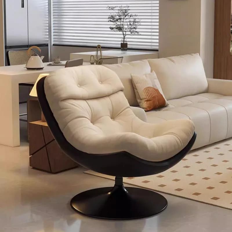 Sedia da Balcone con Supporto Lombare, Girevole, Moderna ed Ergonomica, Sedia Lounge da Terra, Stile Nordico, per Lettura, Banchetti e Arredamento Soggiorno