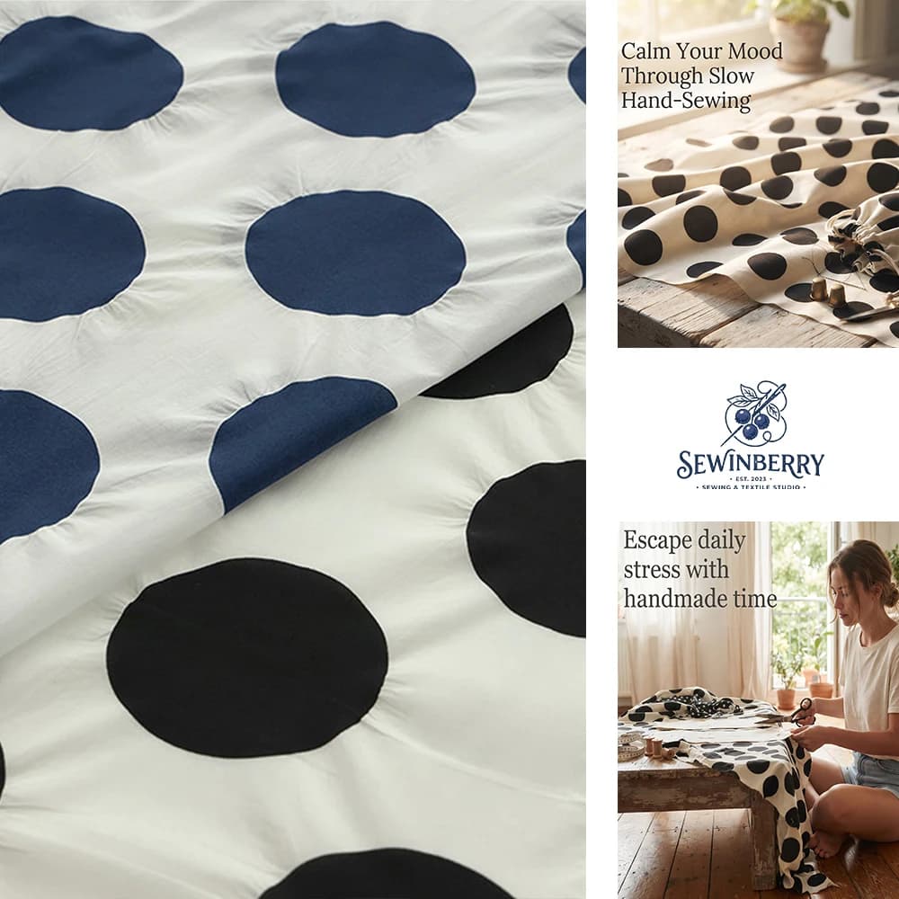 Korean Style Large Black Polka Dot Printed Fabric Stress-Relief DIY Sewing Material For Dress Patchwork Home Textile Handmade
