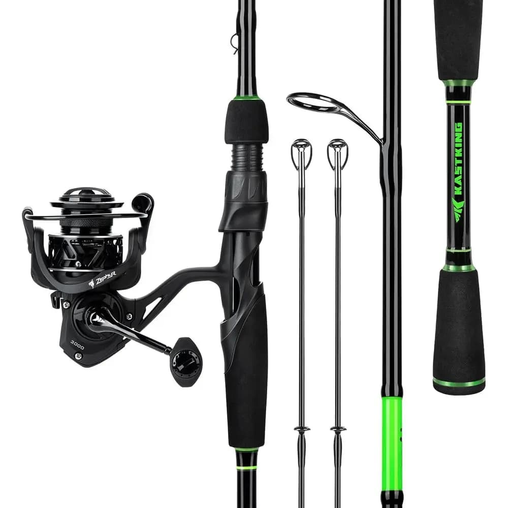 Combo Canna da Pesca in Grafite a Doppia Punta con Opzioni Spinning e Baitcaster, Potenza Versatile per la Pesca in Acqua Dolce