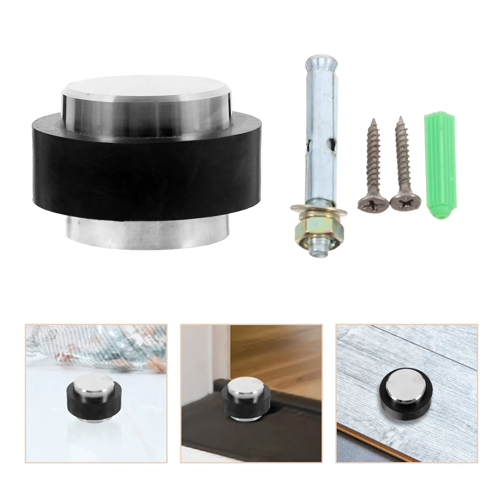 Heavy Duty Cylindrical Door Stop Floor Mount Door Stopper Rubber Noise Reduction Wall Protector for Home Office Commercial Use