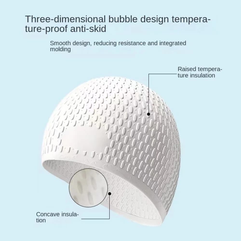 Non-slip swimming head with particle bubbles Water sports Protect your ear Swim head Unisex silicone swimming head waterproof