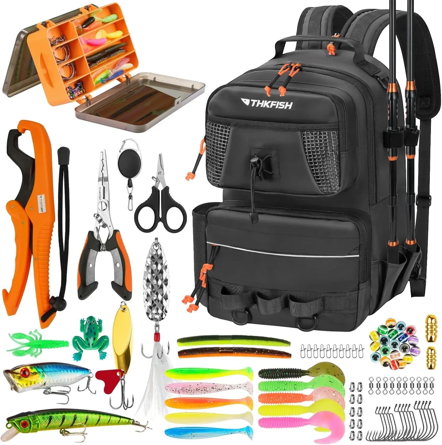 Waterproof Fishing Backpack with Tool Boxes, Esche Kit, Pinza, Pinze and Scissors - Ideal Gift for Fishermen
