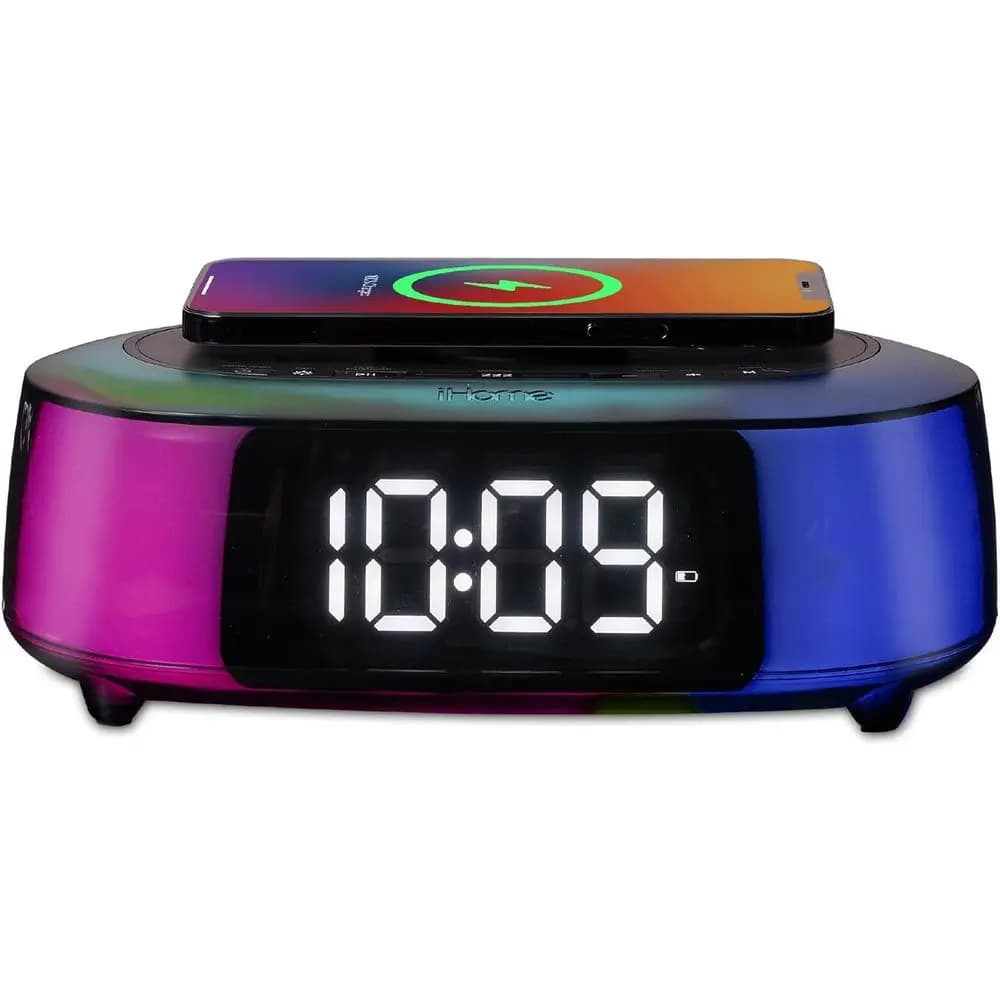 Magnetic Wireless Qi2 Bluetooth Speaker with Alarm Clock Radio and Dual USB Ports
