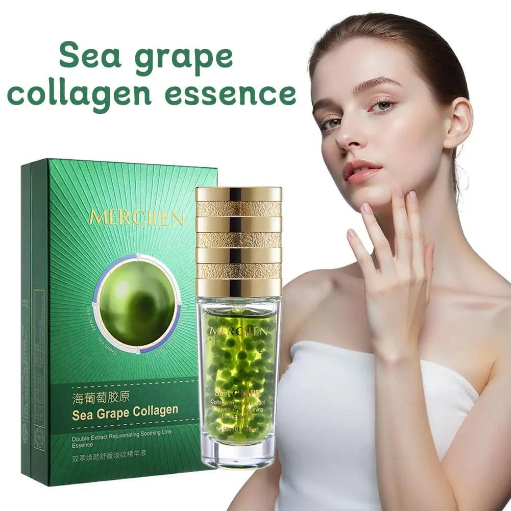 Siero Viso al Collagene di Uva Marina 45ml, Essenza Idratante e Rassodante per una Pelle Liscia, Illuminante e Idratante