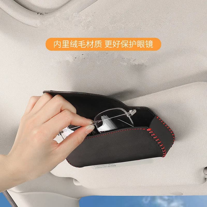 Car Visor Sunglasses Case Clip Hanger Magnetic Fastener Sunglasses Holder PU Leather Storage Box For Hyundai Volvo car
