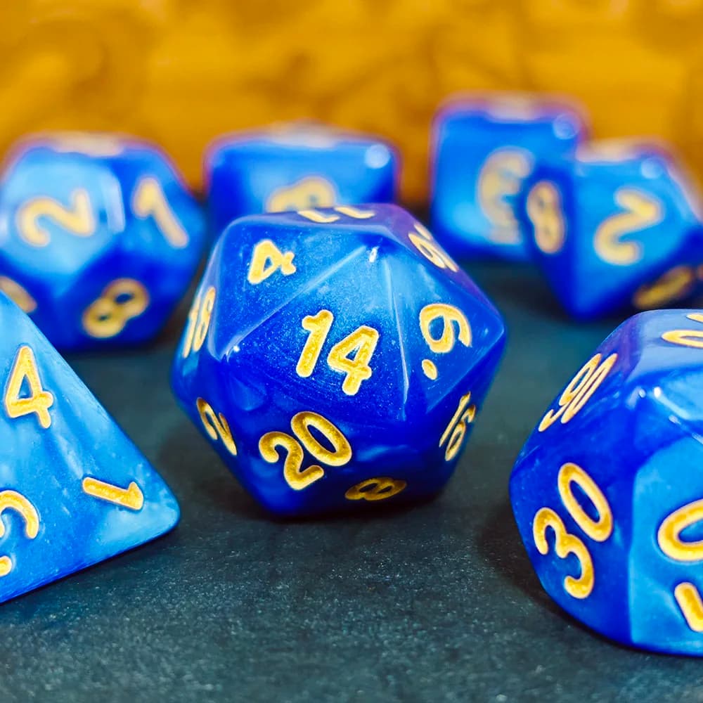 Set di dadi DND con perle giallo limone brillanti da 7 pezzi, inchiostro nero ad alto contrasto per TTRPG, per D&D, Pathfinder, TTRPG e giochi da tavolo